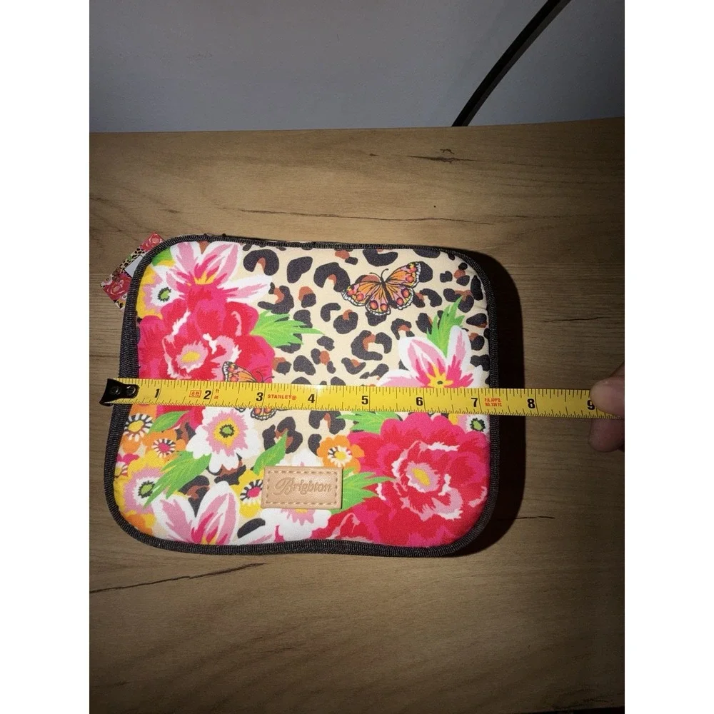 Brighton Garden Spots Zipper Jewelry Case Leopard Floral Butterfly Print NEW M